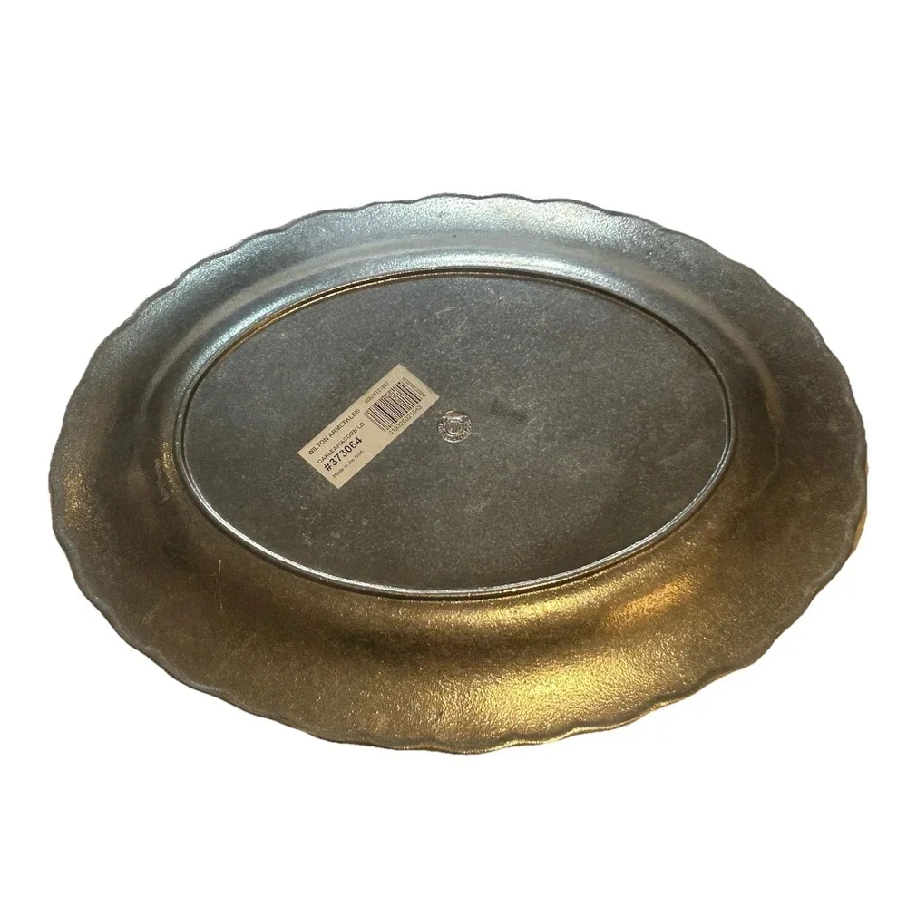 Wilton Armetale Oval Serving Platter – Acorn & Oak Leaf Design (Made In The USA)